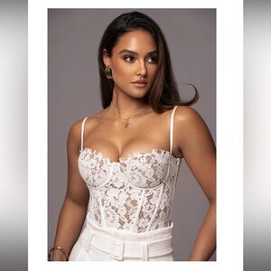 JLUXLABEL White Grecia Lace Bustier Top - S
